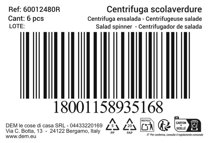 Dem Centrifugadora de ensalada Beclassic 5L