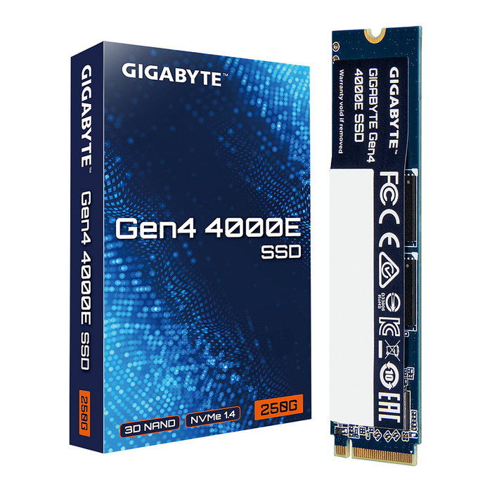 Gigabyte SSD M.2 PCIe Gen4 4000E 250GB, NVMe 1.4, 3500 MB/s Lectura, 1800 MB/s Escritura, 3D NAND, 2280 para PC