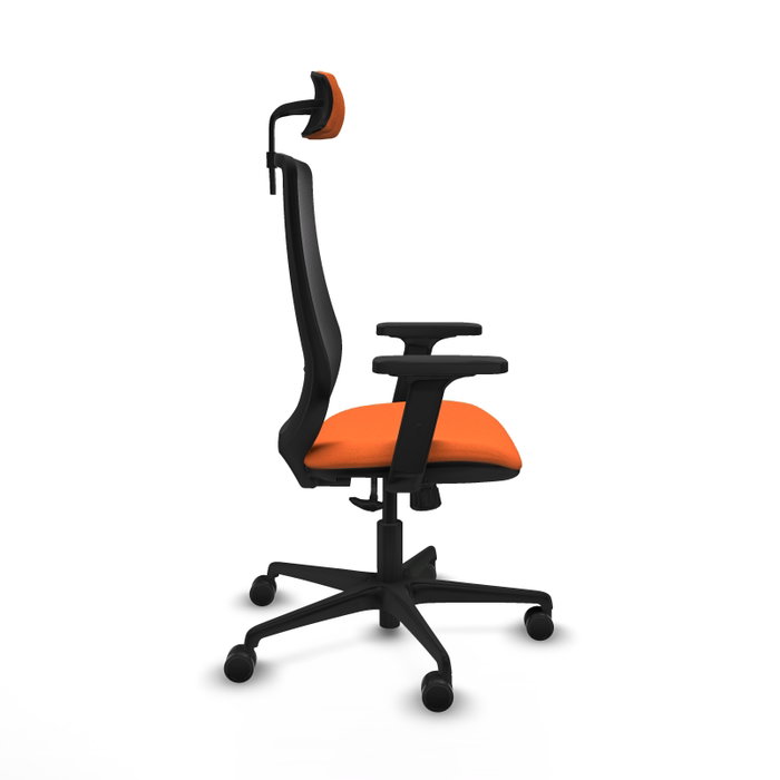 PIQUERAS Y CRESPO Silla de oficina Mardos con mecanismo Sincro, Tela Naranja y Malla Negra PIQUERAS Y CRESPO Silla de oficina Mardos con mecanismo Sincro, Tela Naranja y Malla Negra