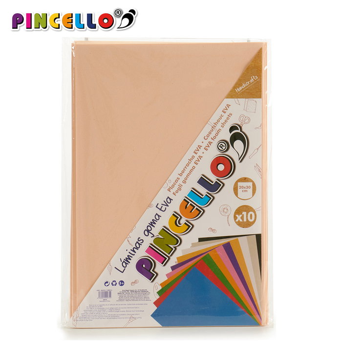 Pincello Juego 10 Laminas Goma Eva Carne 20 cm x 30 cm (Set de 24)
