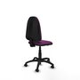 Silla de oficina Aýna con mecanismo Contacto permanente básico tapizada con Similpiel color Morado. Equipada con Base poliamida negra, Sin brazos y Ruedas de parqué