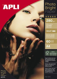 APLI Papel Fotográfico Inkjet A4 Bright Pro Glossy 280g