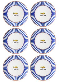 Hermia FSH0002 Juego de Platos de Servicio de Cerámica Azul (6 Piezas)