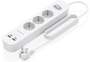 AISENS Regleta de Enchufes Multifunción 3 Tomas + Cargador PD3.0 20W Blanco