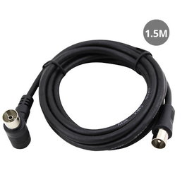 GSC Evolution Cable coaxial TV acodado 1,5M Macho-Hembra Negro