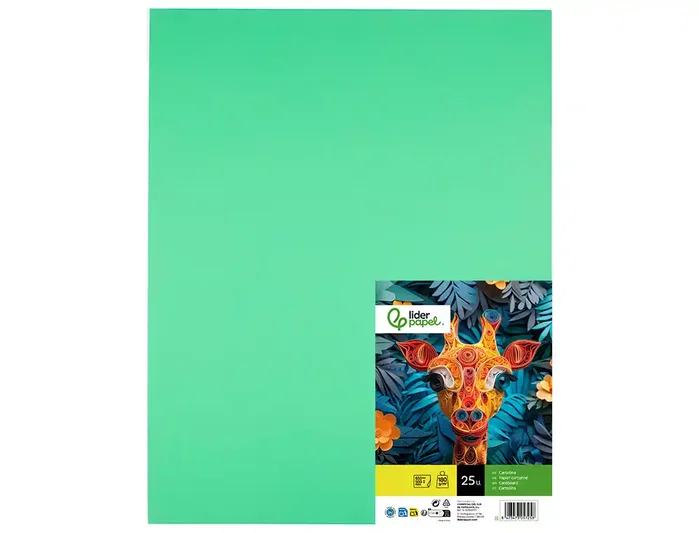 Liderpapel Cartulina verde hierba 50x65 cm 180g/m2 paquete de 25 hojas Liderpapel Cartulina verde hierba 50x65 cm 180g/m2 paquete de 25 hojas