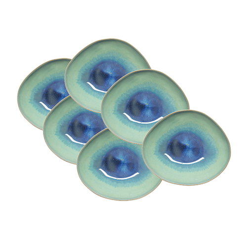 SUMMA Ocean Green Plato Pasta 25 cm - Plato Hondo de Gres, Color Turquesa, Diámetro 25 cm (Set de 6)