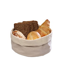 Panera de Tela Beige con Asas, Redonda, Diámetro 17 cm