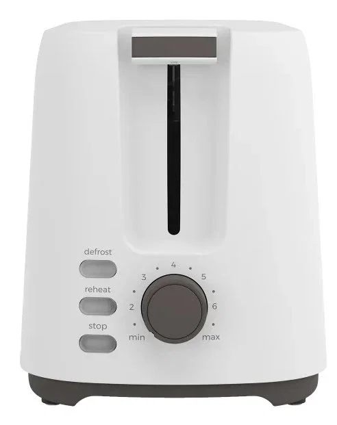 Aiwa ASATAN Tostadora 2 Ranuras 750W con 7 Niveles, Función Descongelar/Recalentar y Bandeja para Migas Extraíble, Acero Inoxidable y Blanco