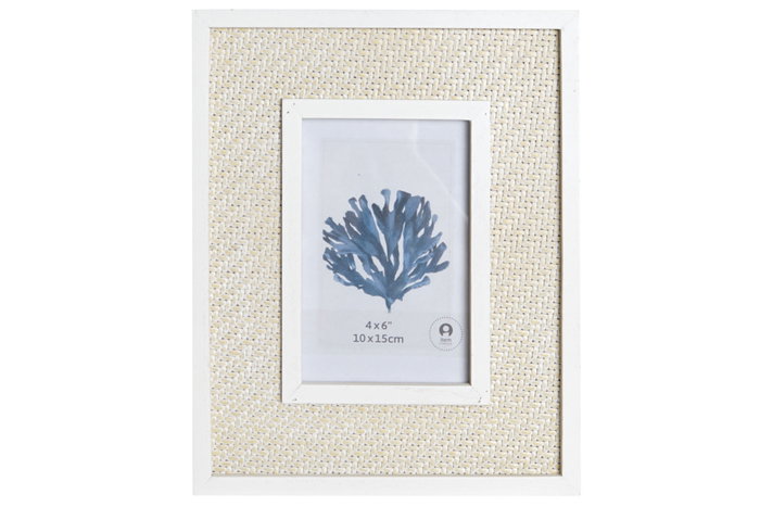 DKD Home Decor Set de 4 Marcos para Fotos 13x18 MDF Azul Marino y Blanco