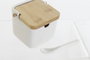 DKD Home Decor Azucarero de Porcelana y Bambú Cassic Porcelain Blanco y Natural
