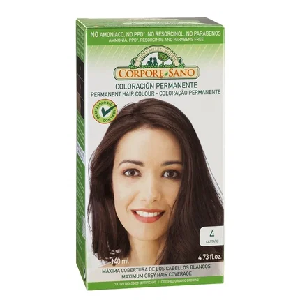 CORPORE SANO Tinte Coloración Permanente 4. Castaño 140 ml