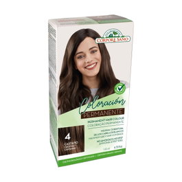 Corpore Sano Tinte 4 Castaño 140ml Permanente con Aceite de Sésamo y Keratina Vegetal