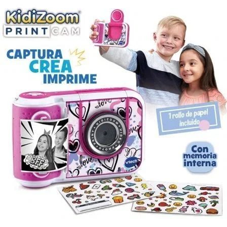 VTech 80-549157-022 Cámara Digital Instantánea Kidizoom Print Cam 5 MP sin tinta vídeo B/N para niños +5 años Rosa VTech 80-549157-022 Cámara Digital Instantánea Kidizoom Print Cam 5 MP sin tinta vídeo B/N para niños +5 años Rosa