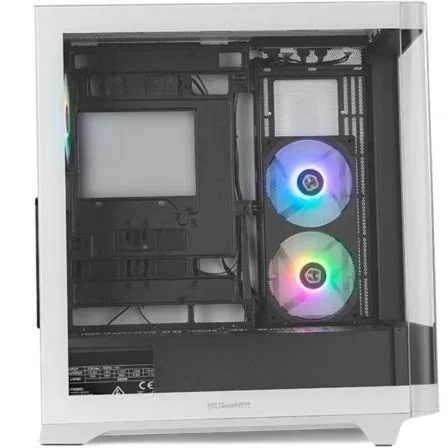 Nox Caja Gaming Semitorre Hummer ETHER NXHUMMERETHERBW Blanca y Negra con Cristal Templado y 3 Ventiladores ARGB PWM