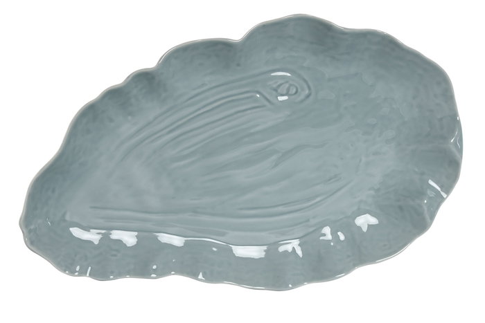 DKD Home Decor Bandeja de Porcelana Azul 37x22x3 cm
