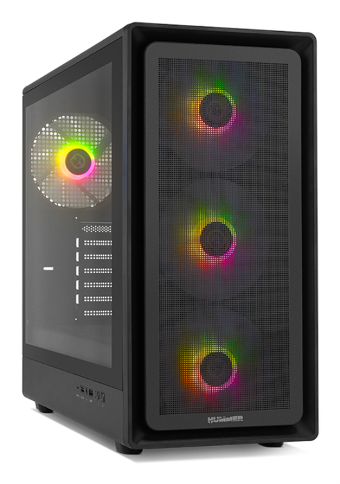 NOX Hummer Aero Midi Tower Negro, Caja de PC con frontal mesh y 4 ventiladores