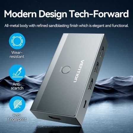 Vention AKRH0 Switch Conmutador HDMI 2.1 8K Hembra/ 3x HDMI Hembra/ 1x USB Tipo-C DP