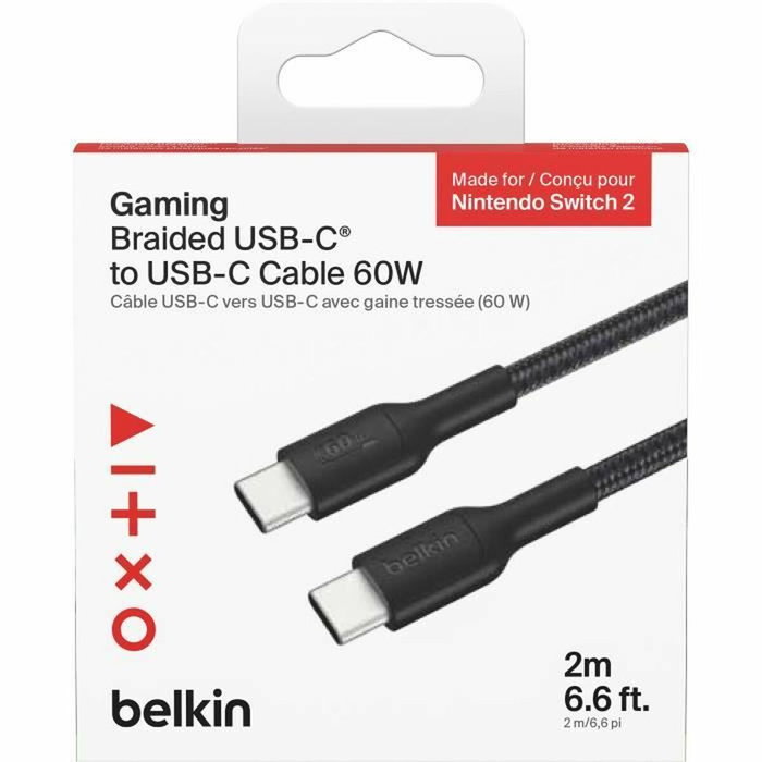 Belkin Cable USB-C a USB-C Trenzado 60W Negro 2m