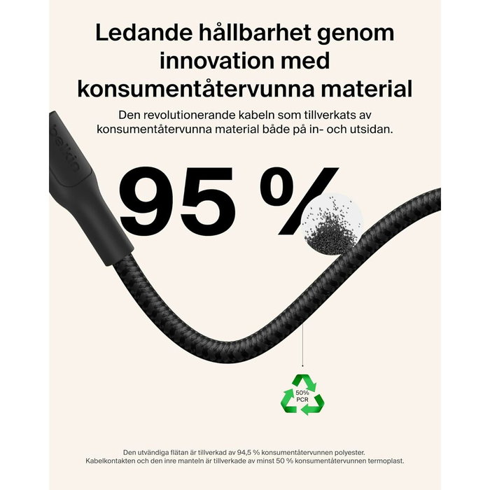 Belkin Cable USB-C a USB-C Trenzado 60W Negro 2m