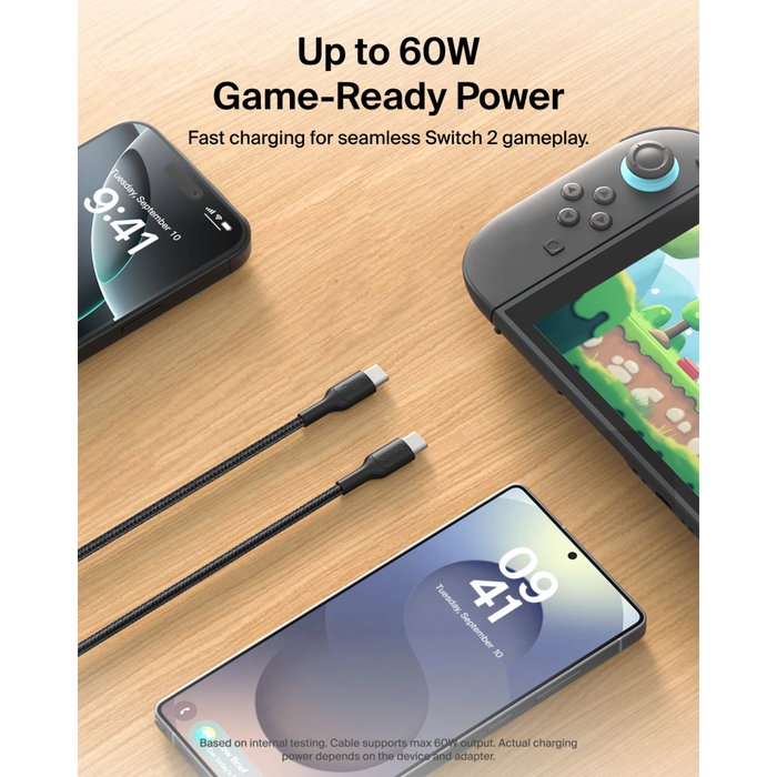 Belkin Cable USB-C a USB-C Trenzado 60W Negro 2m