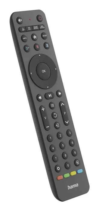 Hama Mando a Distancia Universal IR Inalámbrico para TV, 8 en 1 con Botón de Aplicaciones, Negro, 43 Botones, 00221055