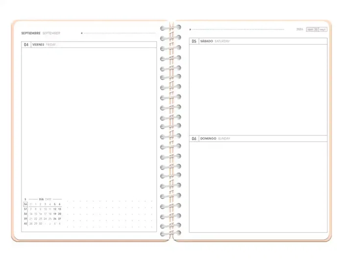 Antartik Agenda Escolar 26-27 Essentials, Espiral, Día Página A5+, Interior Bilingüe Español-Inglés, Papel FSC 80 g, Color Naranja