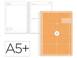Antartik Agenda Escolar 26-27 Essentials, Espiral, Día Página A5+, Interior Bilingüe Español-Inglés, Papel FSC 80 g, Color Naranja
