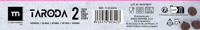 La Mediterranea Set 2 Tazas 380 ml Taroda Ø9x9.8 cm (24 Cajas)