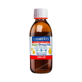LAMBERTS Omega 3 Vegano Aceite de Algas con Sabor a Limón 150 ml - DHA para Función Cerebral y Visión Normal