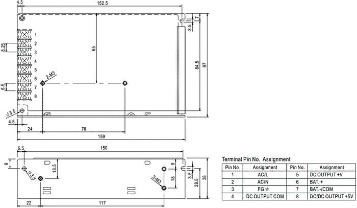 MEAN WELL ADD-55A Alimentador Buffer de Módulo 52,58W 13,8VDC