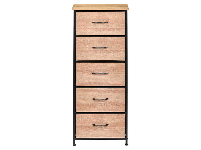 GIFTDECOR Mueble de 5 cajones efecto madera Madera-Negro