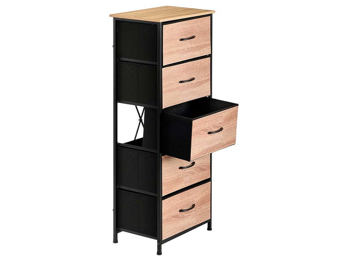 GIFTDECOR Mueble de 5 cajones efecto madera Madera-Negro