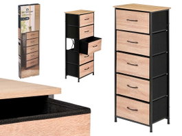 GIFTDECOR Mueble de 5 cajones efecto madera Madera-Negro