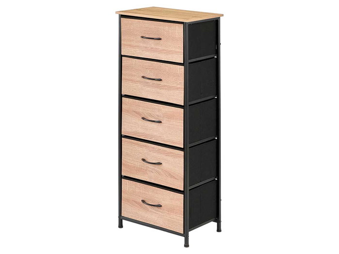 GIFTDECOR Mueble de 5 cajones efecto madera Madera-Negro