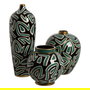 Jarrón Negro-Verde Porcelana Decoración 28 X 28 X 34 cm