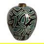 Jarrón Negro-Verde Porcelana Decoración 28 X 28 X 34 cm