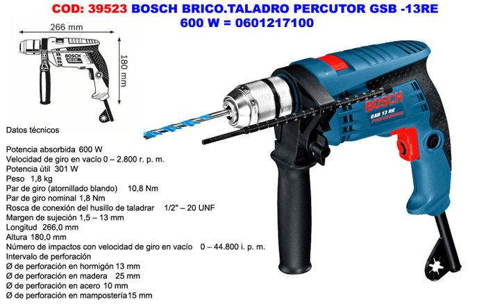 Bosch GSB 13 RE Professional Taladro Percutor 600W Bosch GSB 13 RE Professional Taladro Percutor 600W