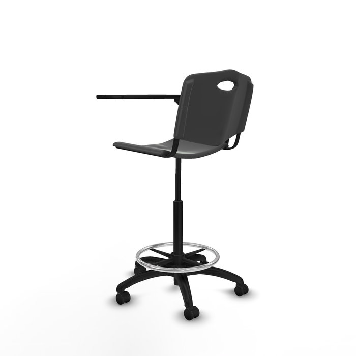 Taburete Robledo con mecanismo Giratorio de PVC color Gris oscuro. Equipado con Base poliamida negra, No aplica y Ruedas autofrenantes