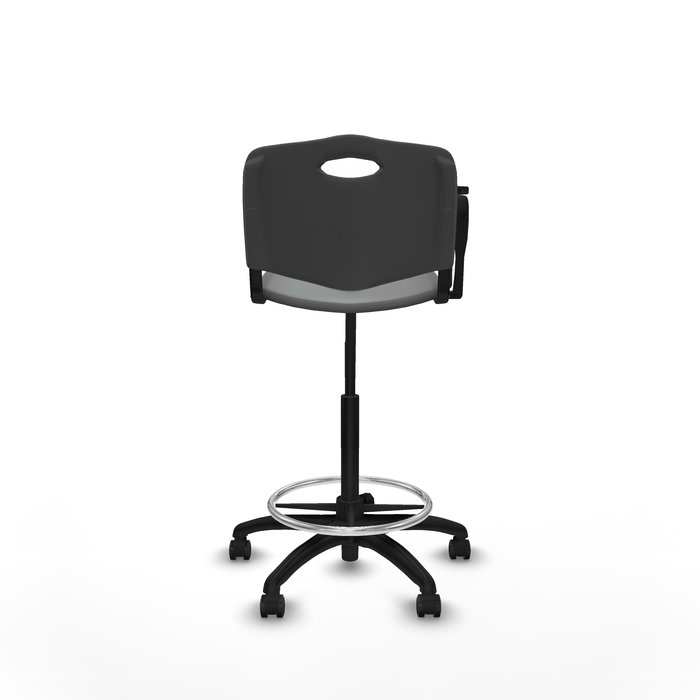 Taburete Robledo con mecanismo Giratorio de PVC color Gris oscuro. Equipado con Base poliamida negra, No aplica y Ruedas autofrenantes