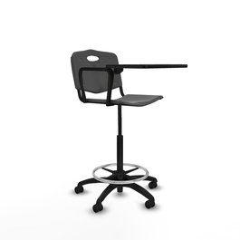 Taburete Robledo con mecanismo Giratorio de PVC color Gris oscuro. Equipado con Base poliamida negra, No aplica y Ruedas autofrenantes