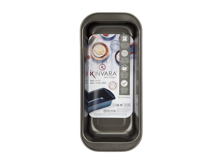Kinvara Molde Rectangular Metal 29.5 cm Acero Carbono Antiadherente Apto Horno Gris Oscuro 1 L (Set de 24)