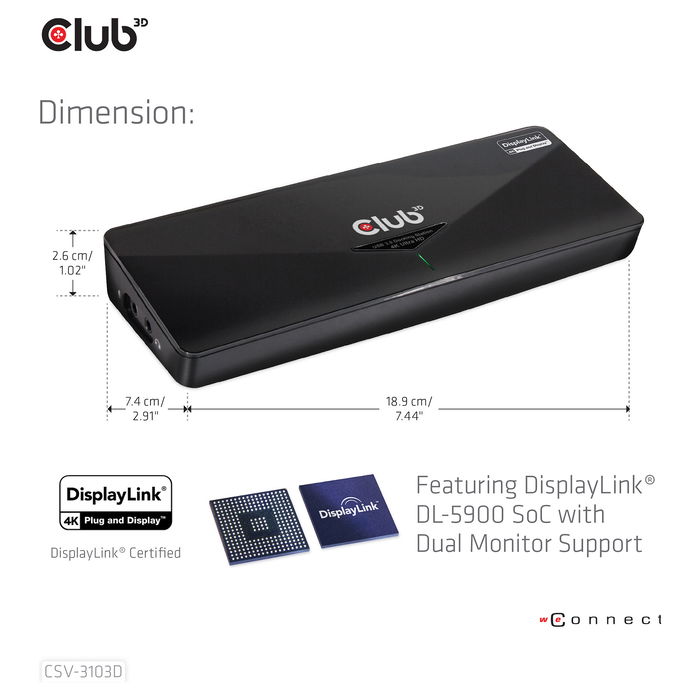 Club 3D Docking Station USB3 4K UHD Negro con 3xUSB3/HDMI/DP/DVI/Ethernet Club 3D Docking Station USB3 4K UHD Negro con 3xUSB3/HDMI/DP/DVI/Ethernet