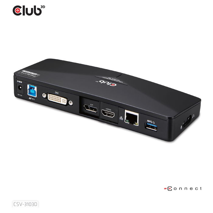 Club 3D Docking Station USB3 4K UHD Negro con 3xUSB3/HDMI/DP/DVI/Ethernet Club 3D Docking Station USB3 4K UHD Negro con 3xUSB3/HDMI/DP/DVI/Ethernet