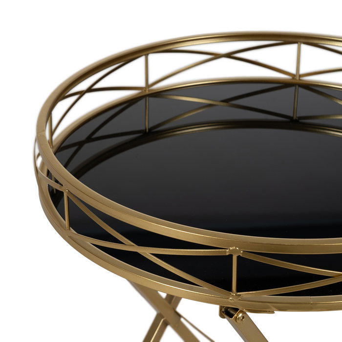 Mesita Dorado Metal-Cristal Decoración 51 X 49 X 71,30 cm