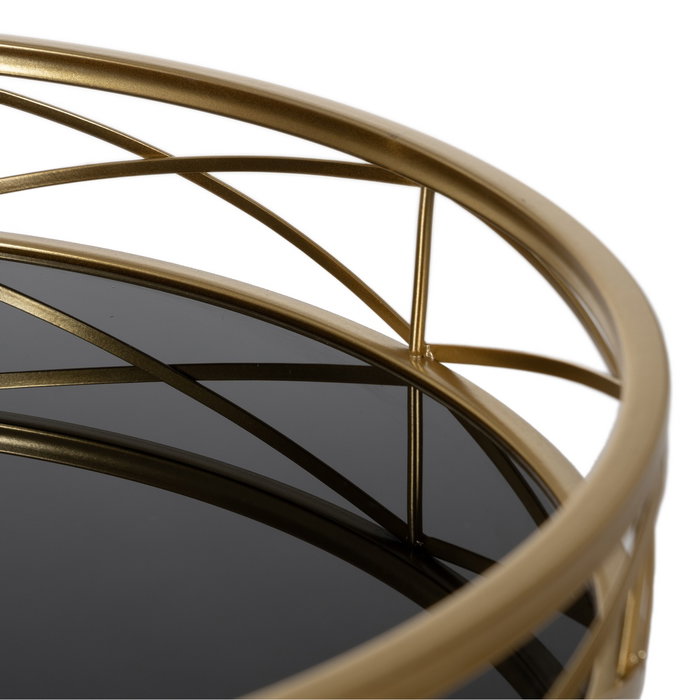 Mesita Dorado Metal-Cristal Decoración 51 X 49 X 71,30 cm