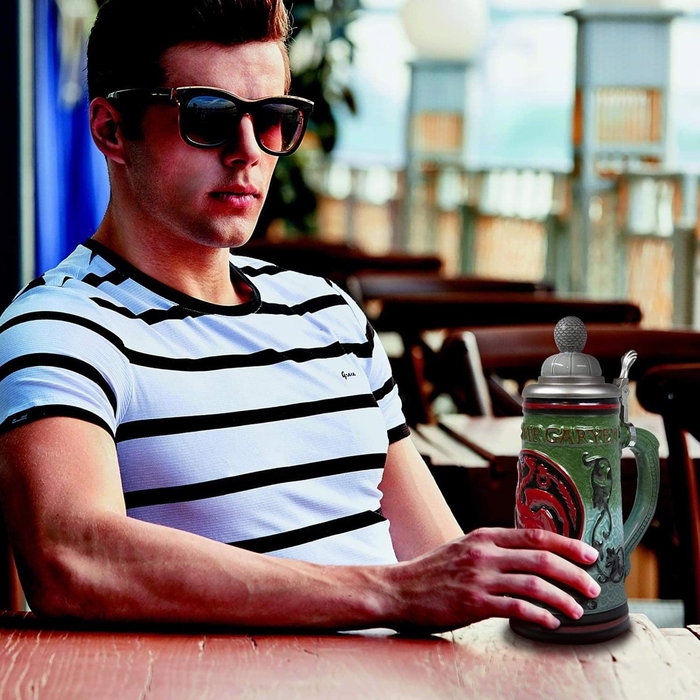 Sd Toys Jarra de Cerámica con Relieve Juego de Tronos, Tapa 3D, Estilo Alemán, Capacidad 600ml