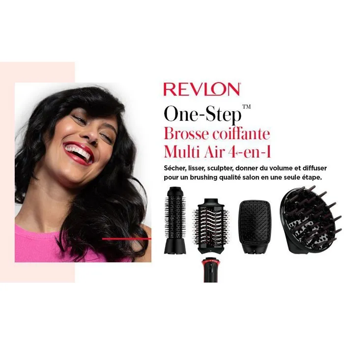 Revlon Multiestilizador 4 en 1 RVDR5373E para Cabello Rizado/a, 4 Ajustes de Temperatura, Negro