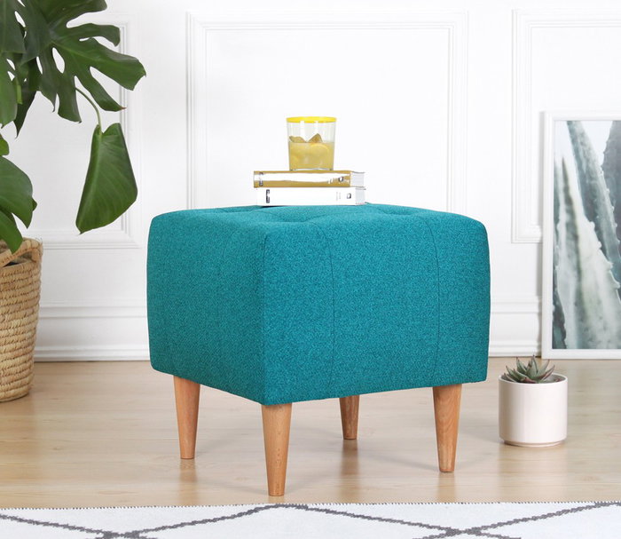 Atelier Del Sofa Puf Terciopelo Turquesa Algodón 43x43x43 cm
