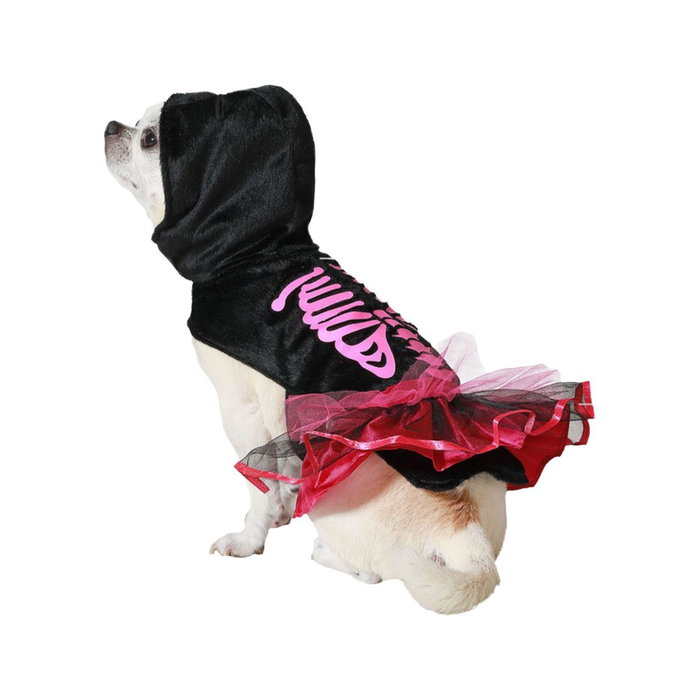 Disfraz para Mascota Halloween Esqueleto Rosa S - Camiseta y Falda de Poliéster
